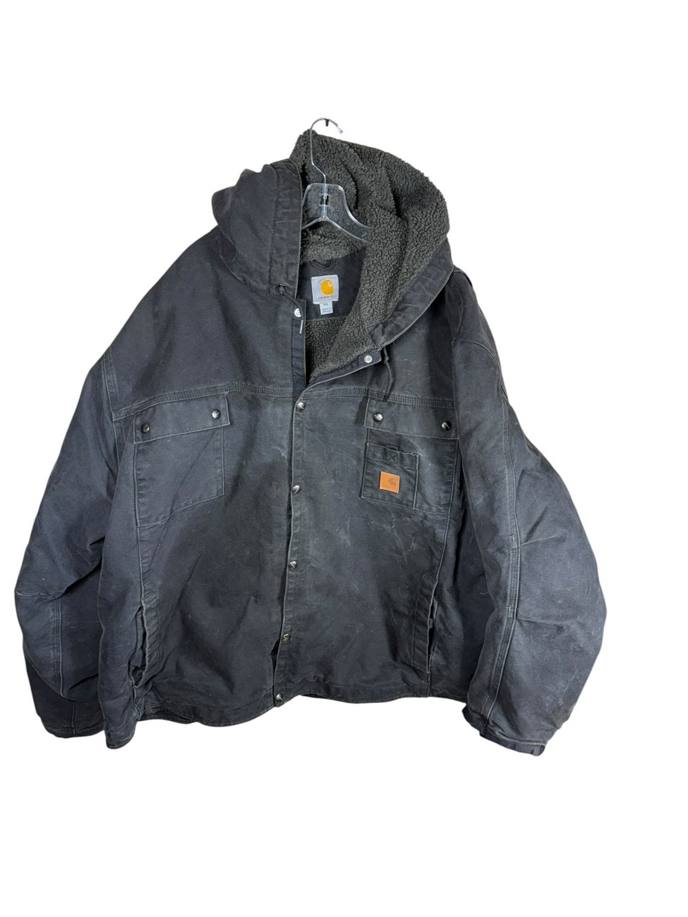Carhartt Black Sherpa-Lined Hooded Field Jacket